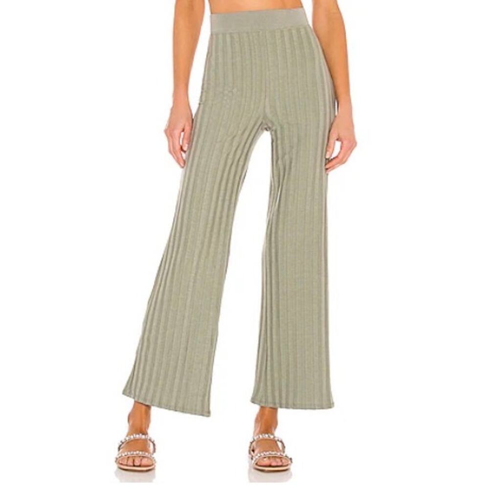 Jonathan Simkhai Standard Celia Pant in Eucalyptus Ribbed Knit XS Kick Flare